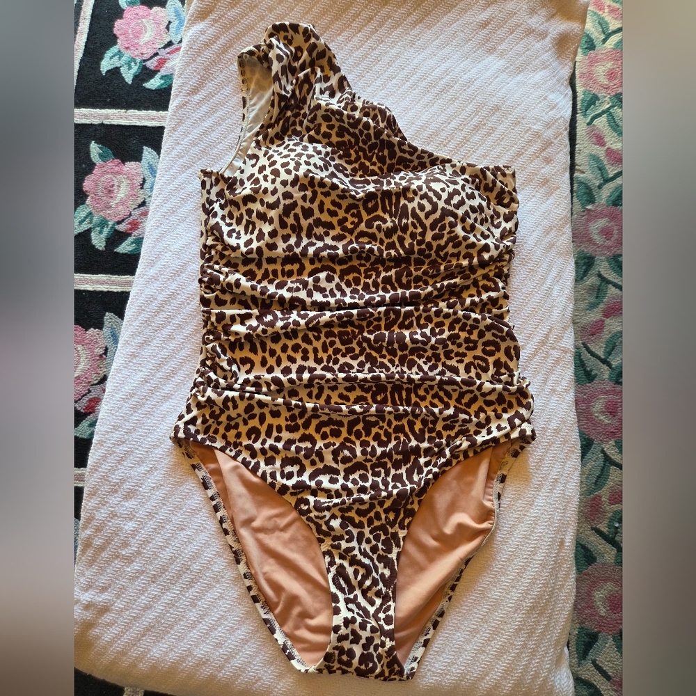 J. Crew Leopard Print One Piece Swimsuit